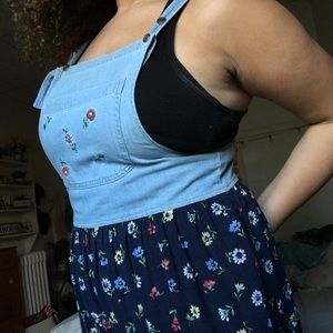 vintage jean and floral maxi dress